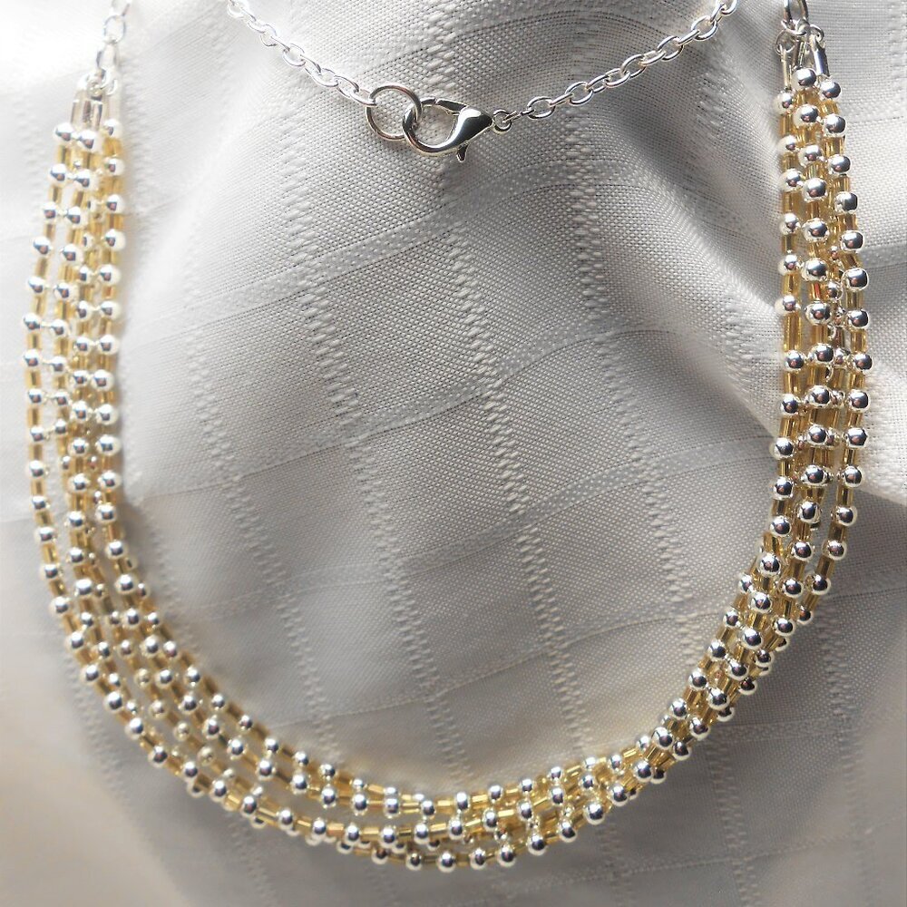 No870 Pretty handmade minimalist necklace made from 2 and 3 mm Czech glass beads